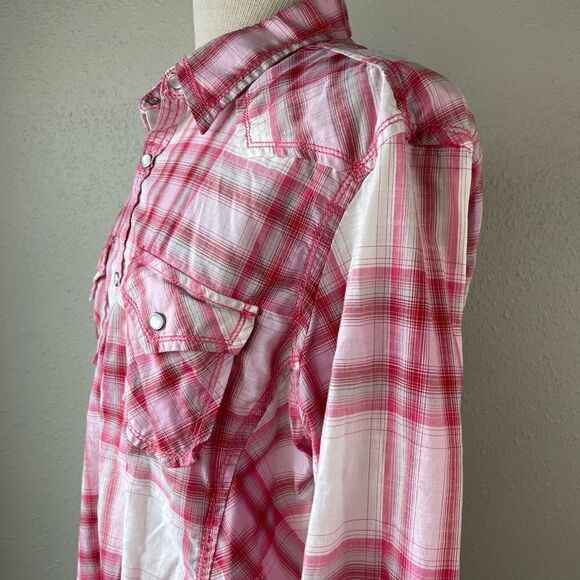 INC International Concepts Snap Down Full Sleeve Top Size L EUC - Picture 5 of 9